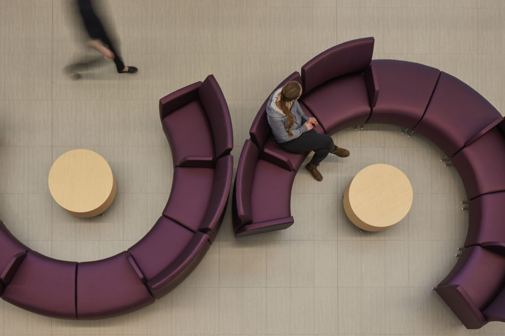 Woman sitting in the providence care hospital hall