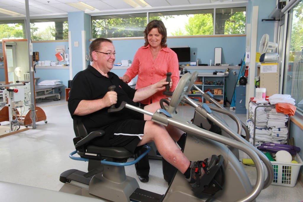 A man receives rehabilitative therapy