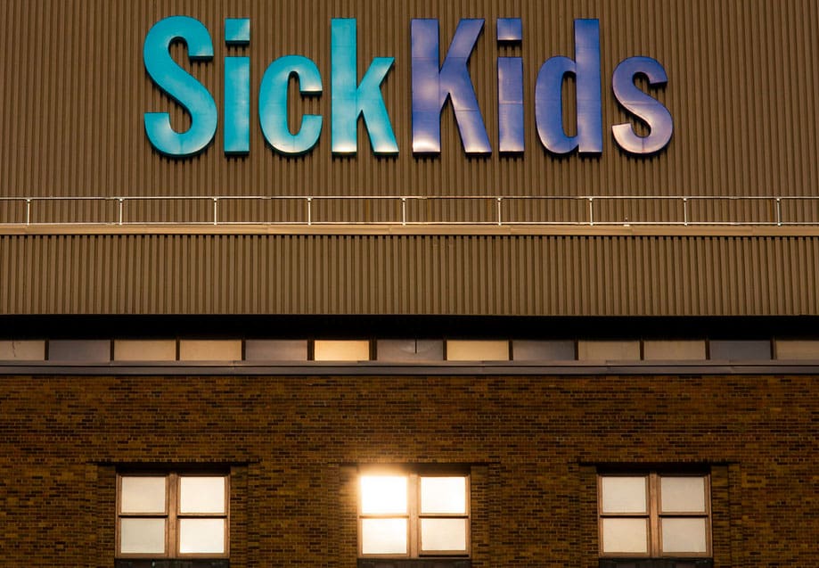 Signage of the medical center SickKids